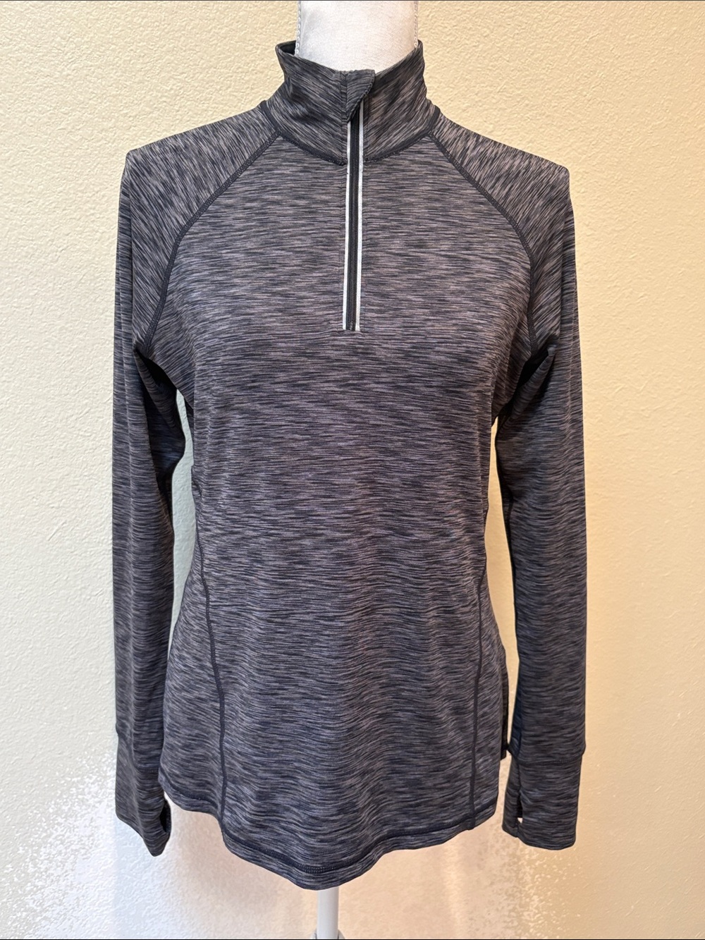 Ideology Women's Gray Space-Dye Half-Zip Athletic Pullover, Size S